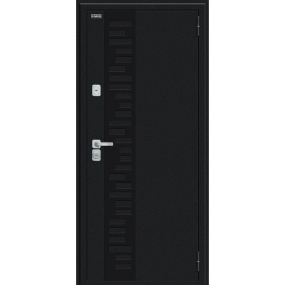Входная дверь Thermo Техно Д2/BChrome Букле черное/Cappuccino Melinga